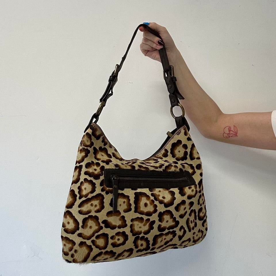 brown genuine leather cowhide shoulder bag
