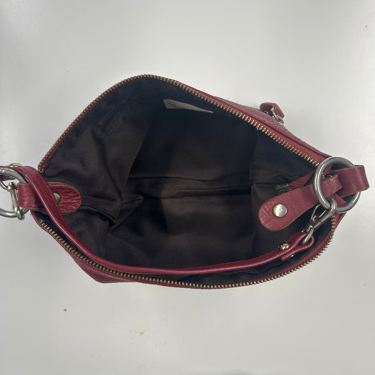 dark red genuine leather mini shoulder bag