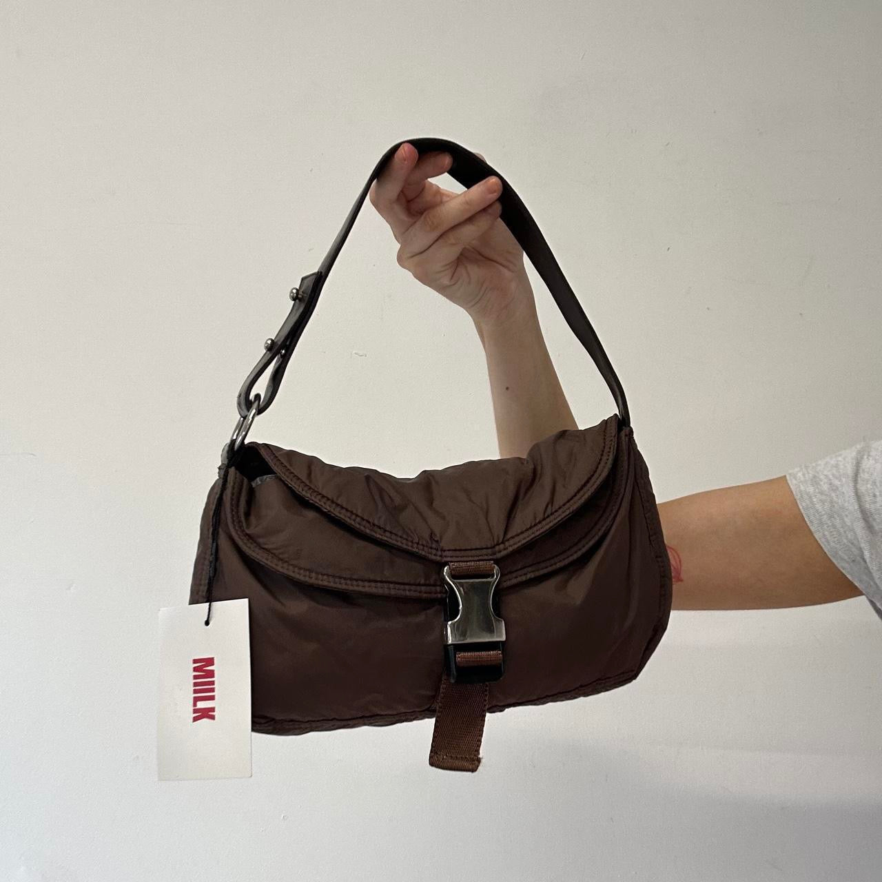brown buckle shoulder bag