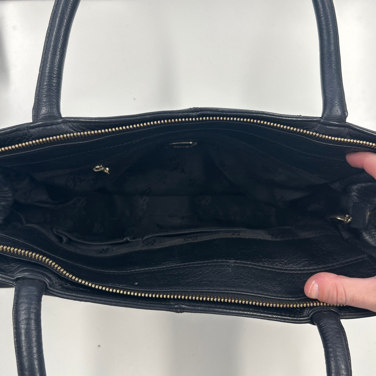 black large genuine leather shoulder bag