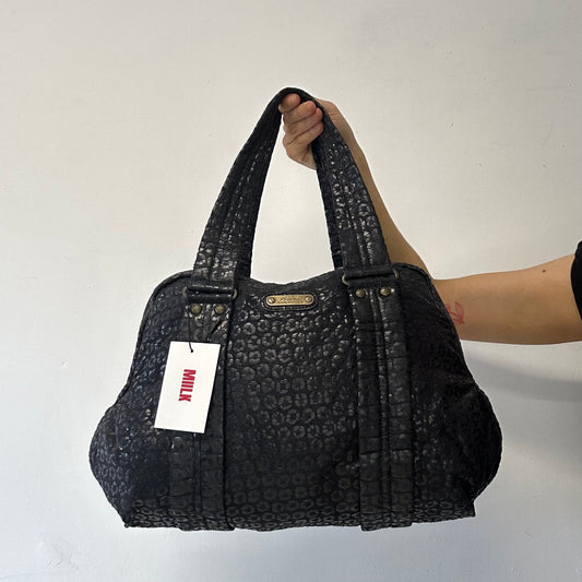 black leopard print shoulder bag
