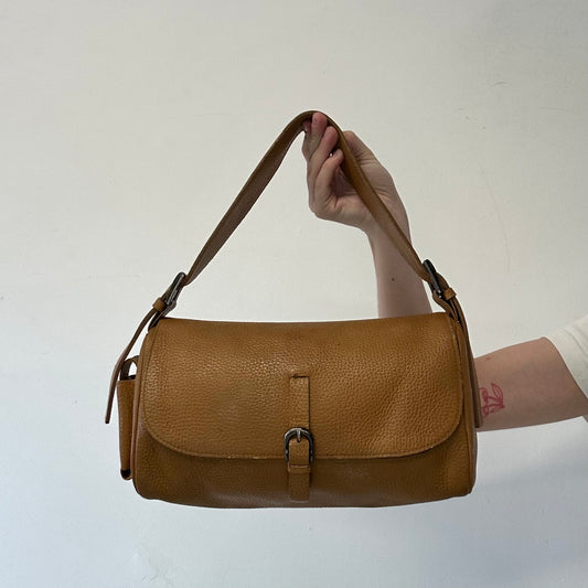 brown faux leather shoulder bag