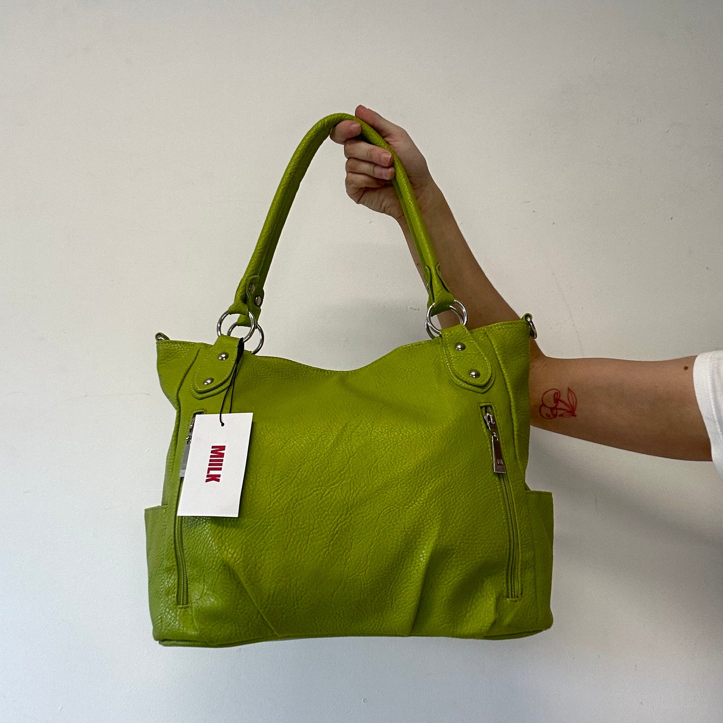 bright green leather leather shoulder bag