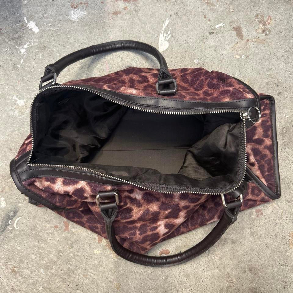 brown leopard print simple shoulder bag