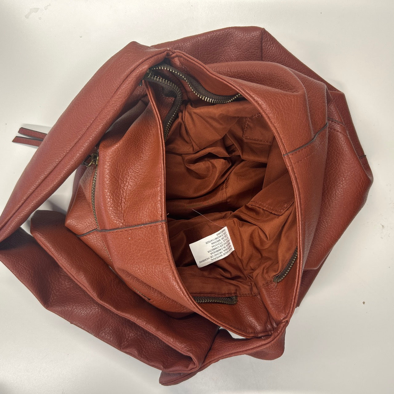brown faux leather shoulder bag