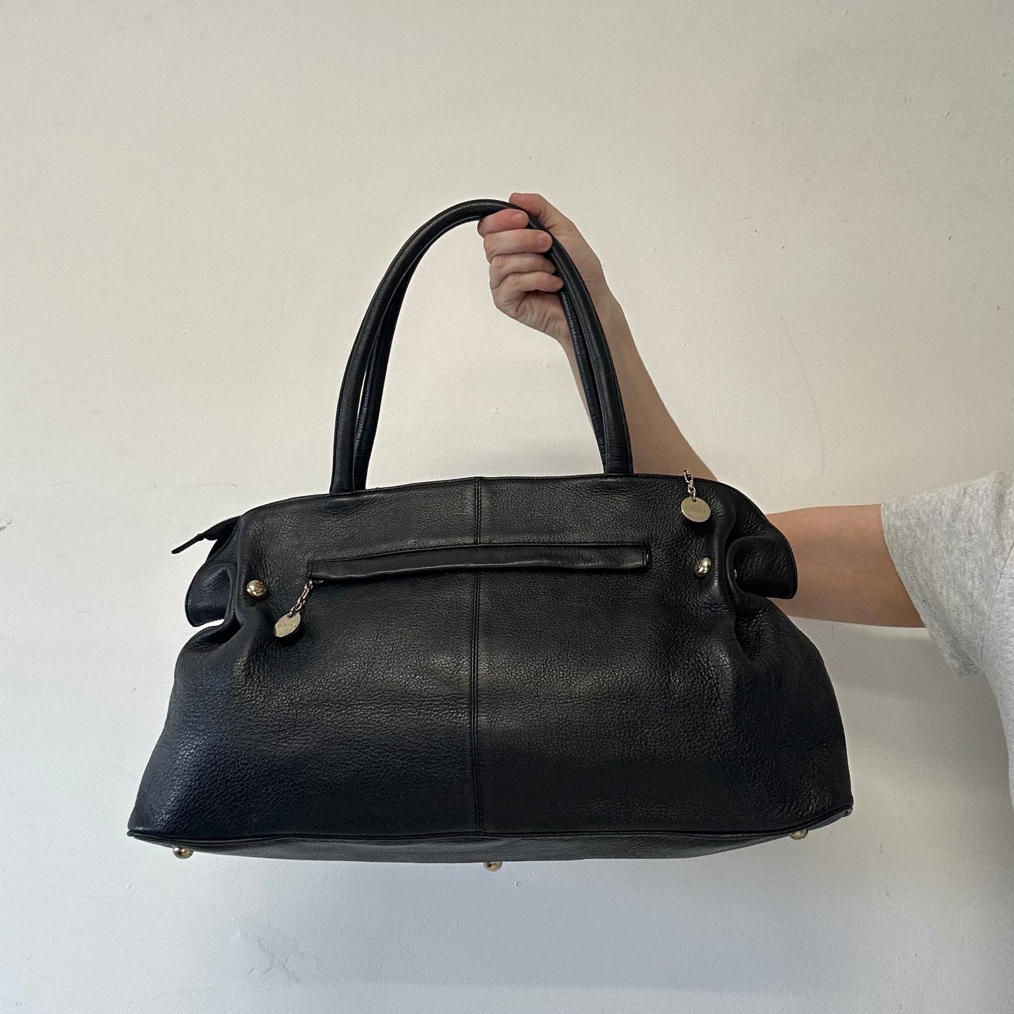 black large genuine leather shoulder bag