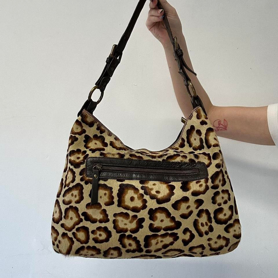 brown genuine leather cowhide shoulder bag
