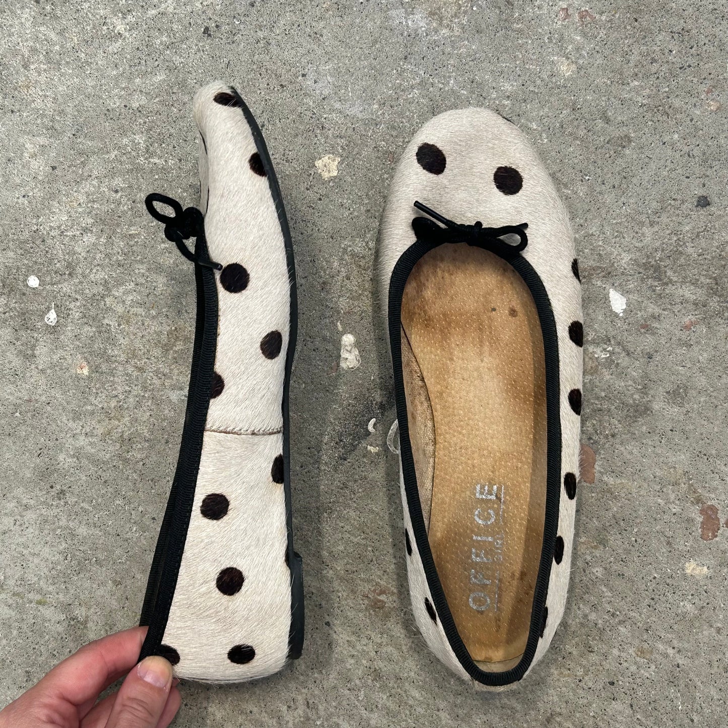 polka dot genuine leather cowhide ballet flats