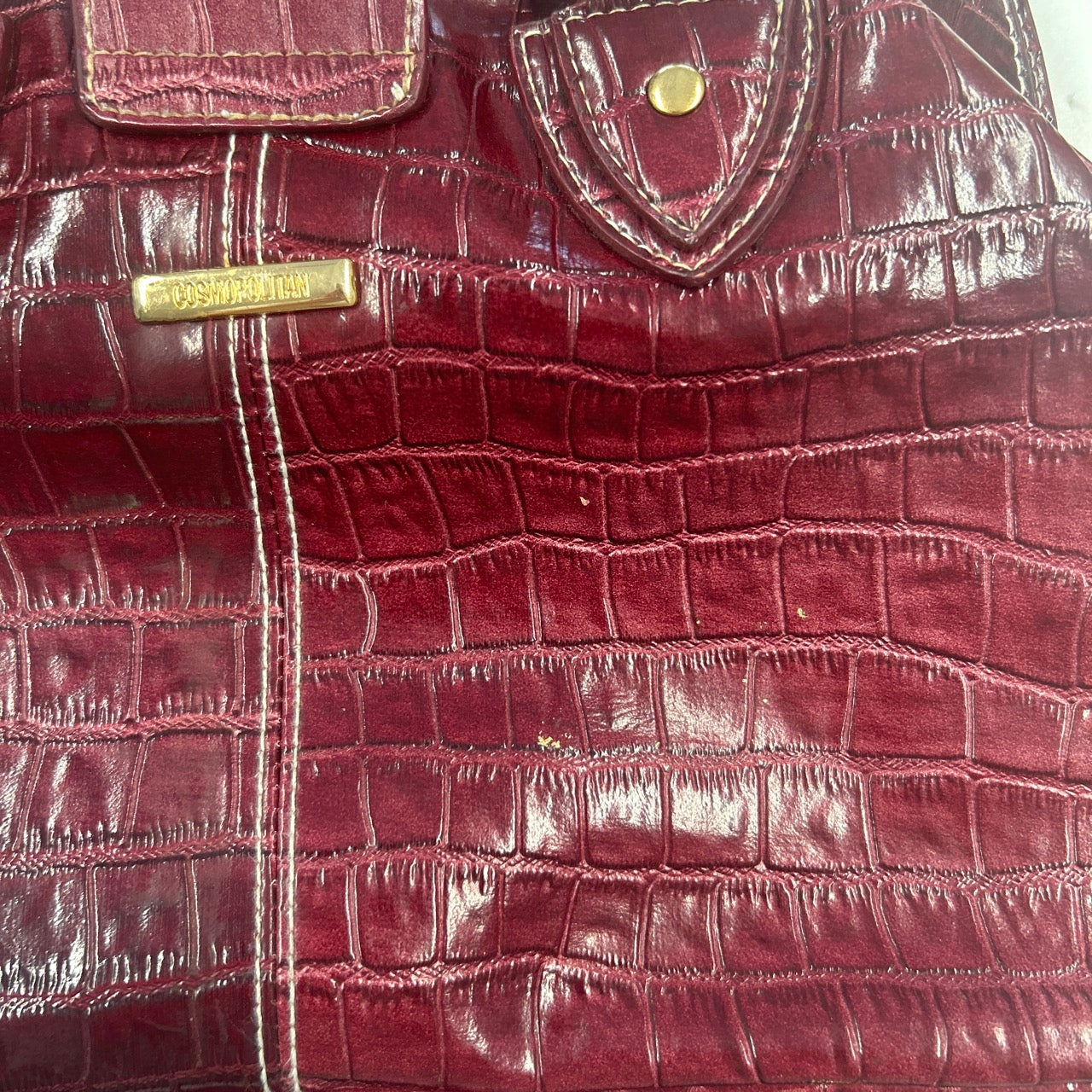 dark red burgundy faux leather buckle  shoulder bag