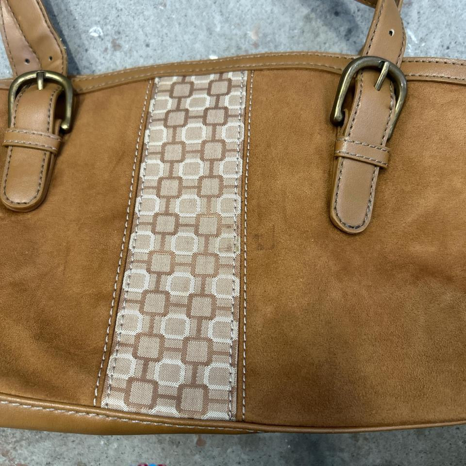 brown faux leather patterned shoulder bag