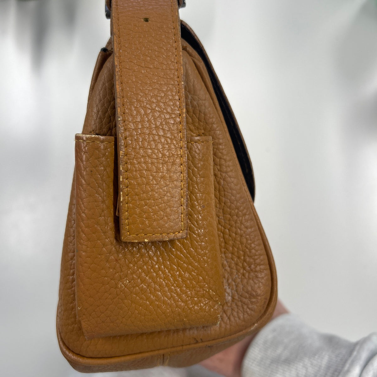 brown faux leather shoulder bag