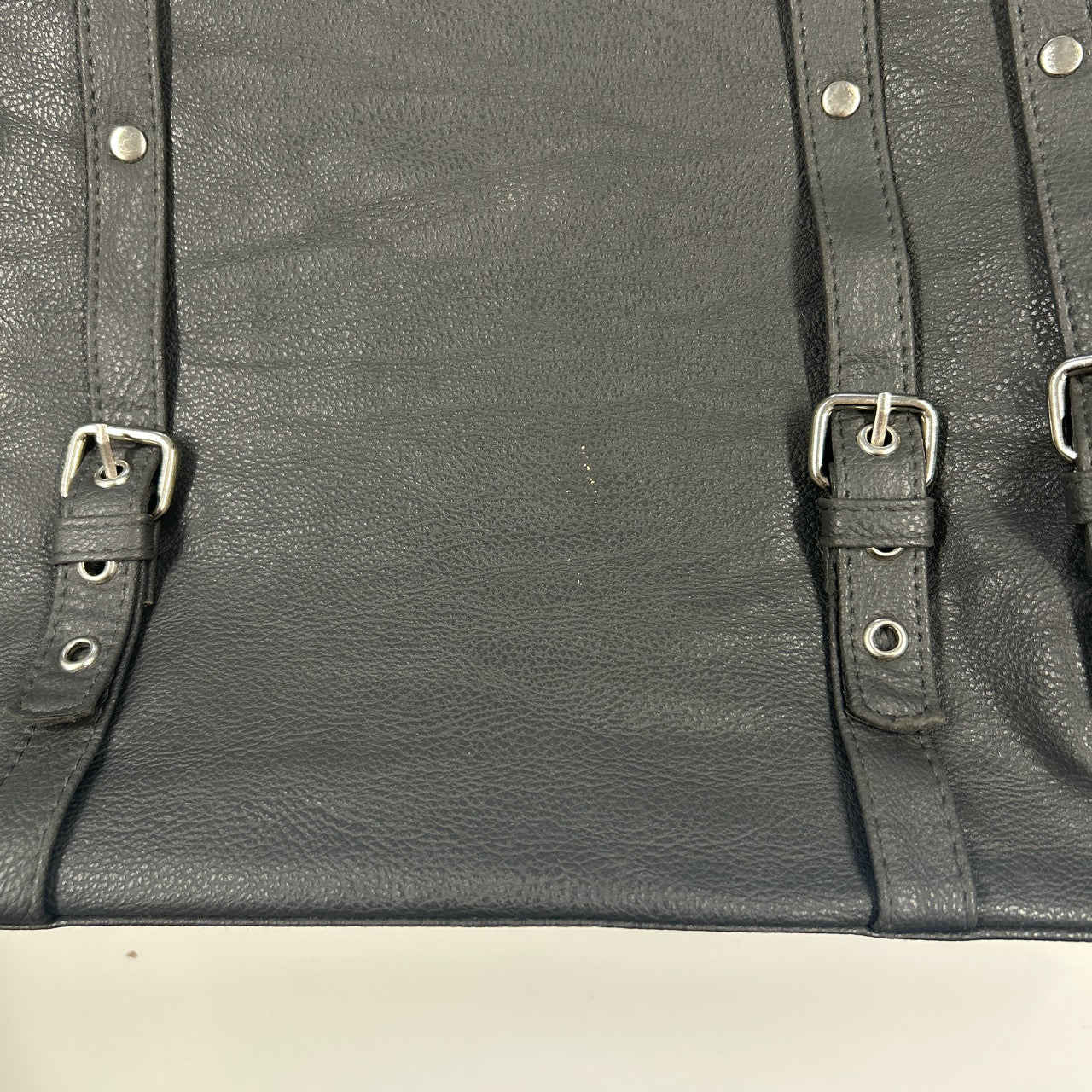 grey studded buckle shoulder bag