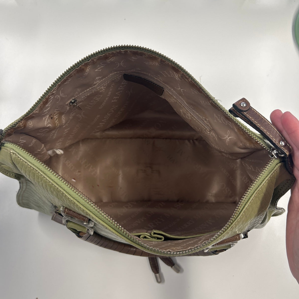 green croc effect genuine leather shoulder bag