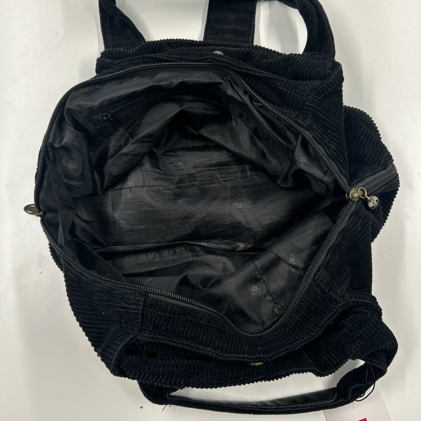 black corduroy studded shoulder bag