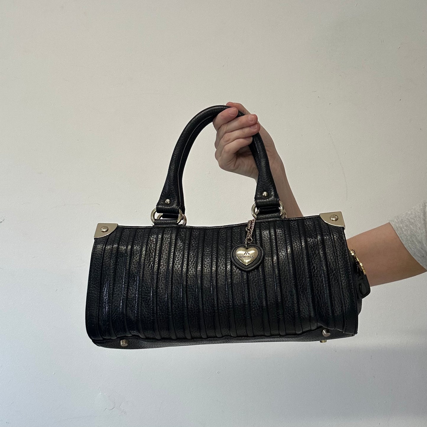 black genuine leather shoulder bag