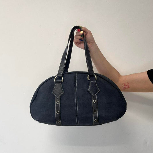 navy eyelet bowler shoulder bag