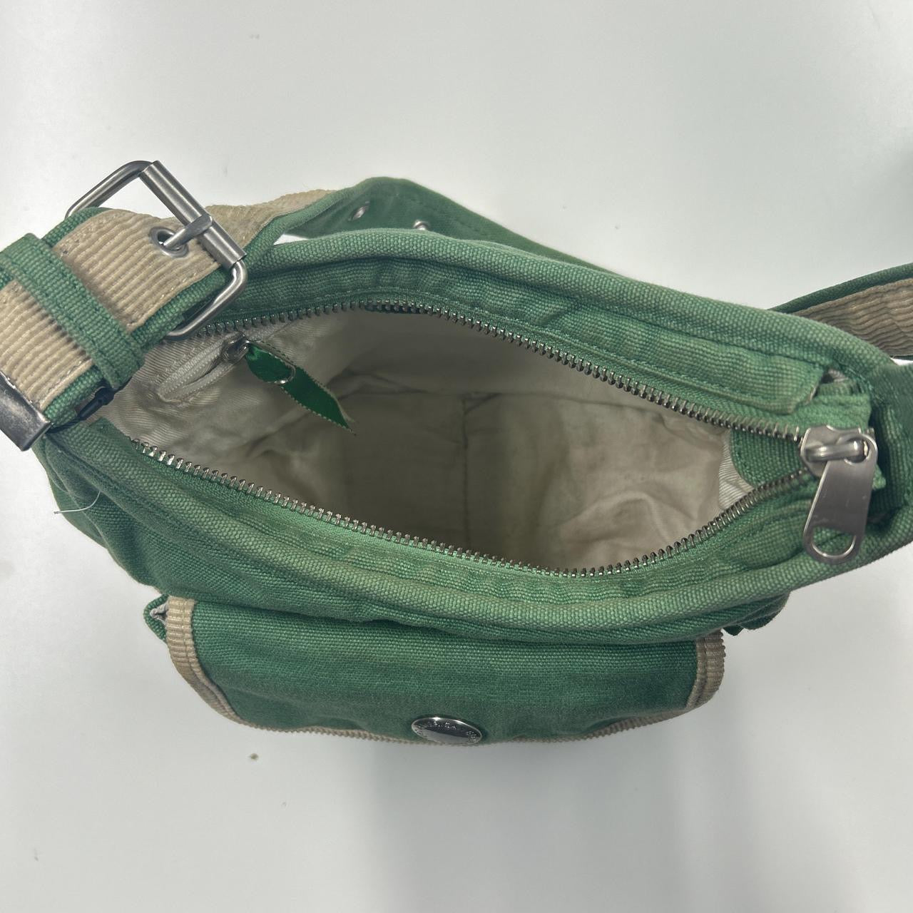 green and cream small shoulder bag