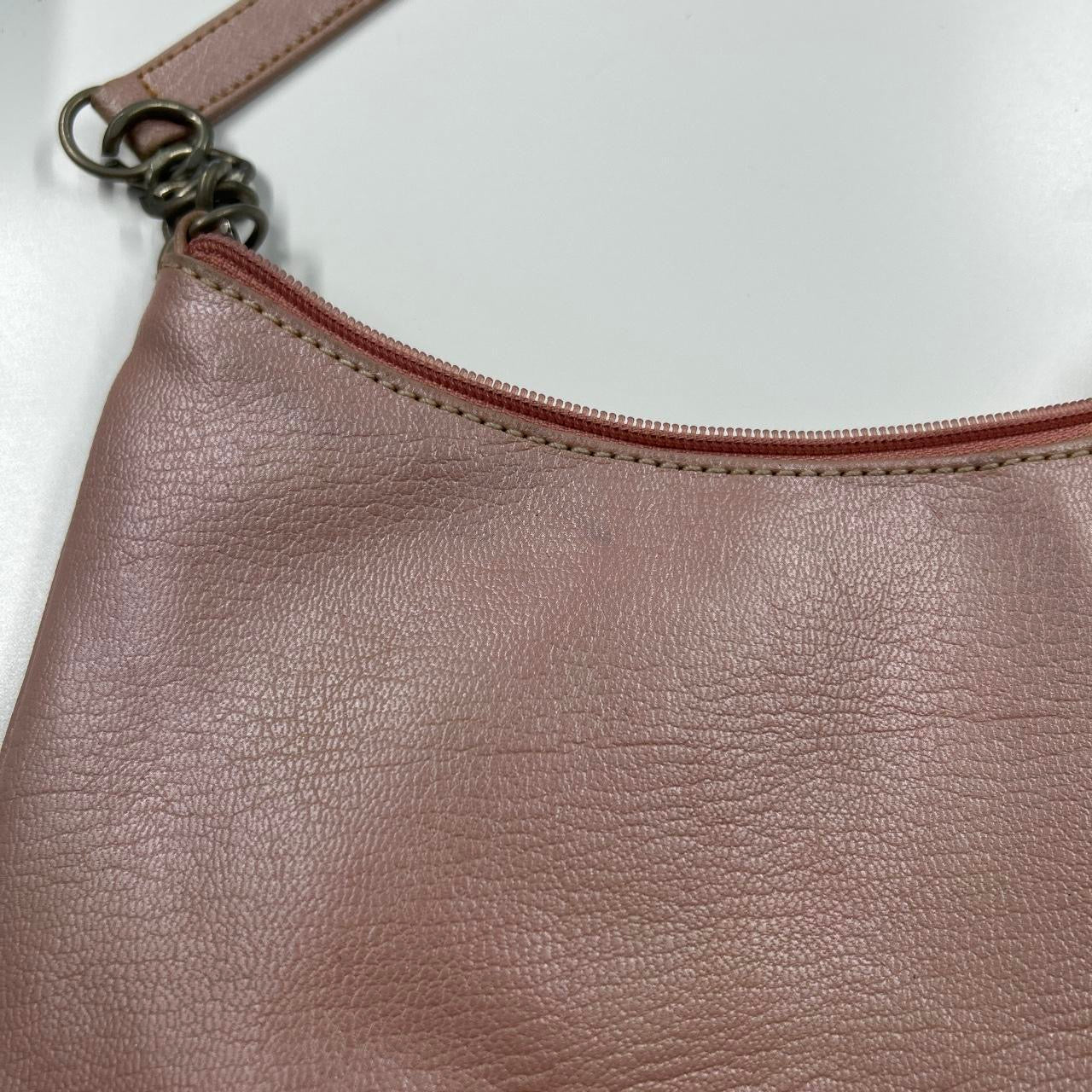 pink flower faux leather shoulder bag