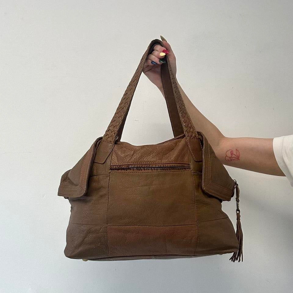 brown leather slouchy shoulder bag
