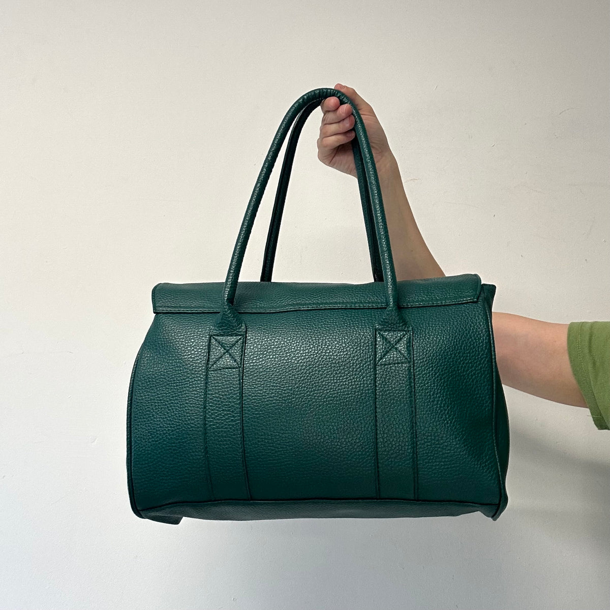 teal green faux leather simple shoulder bag