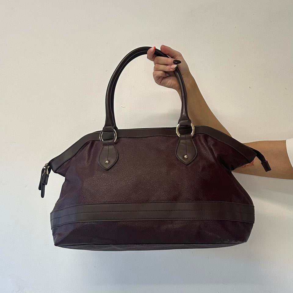 burgundy buckle faux leather shoulder bag