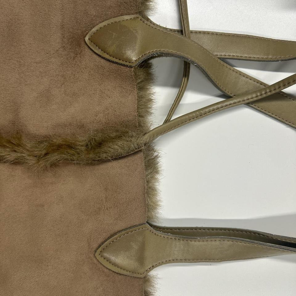 tanned faux fur shoulder bag