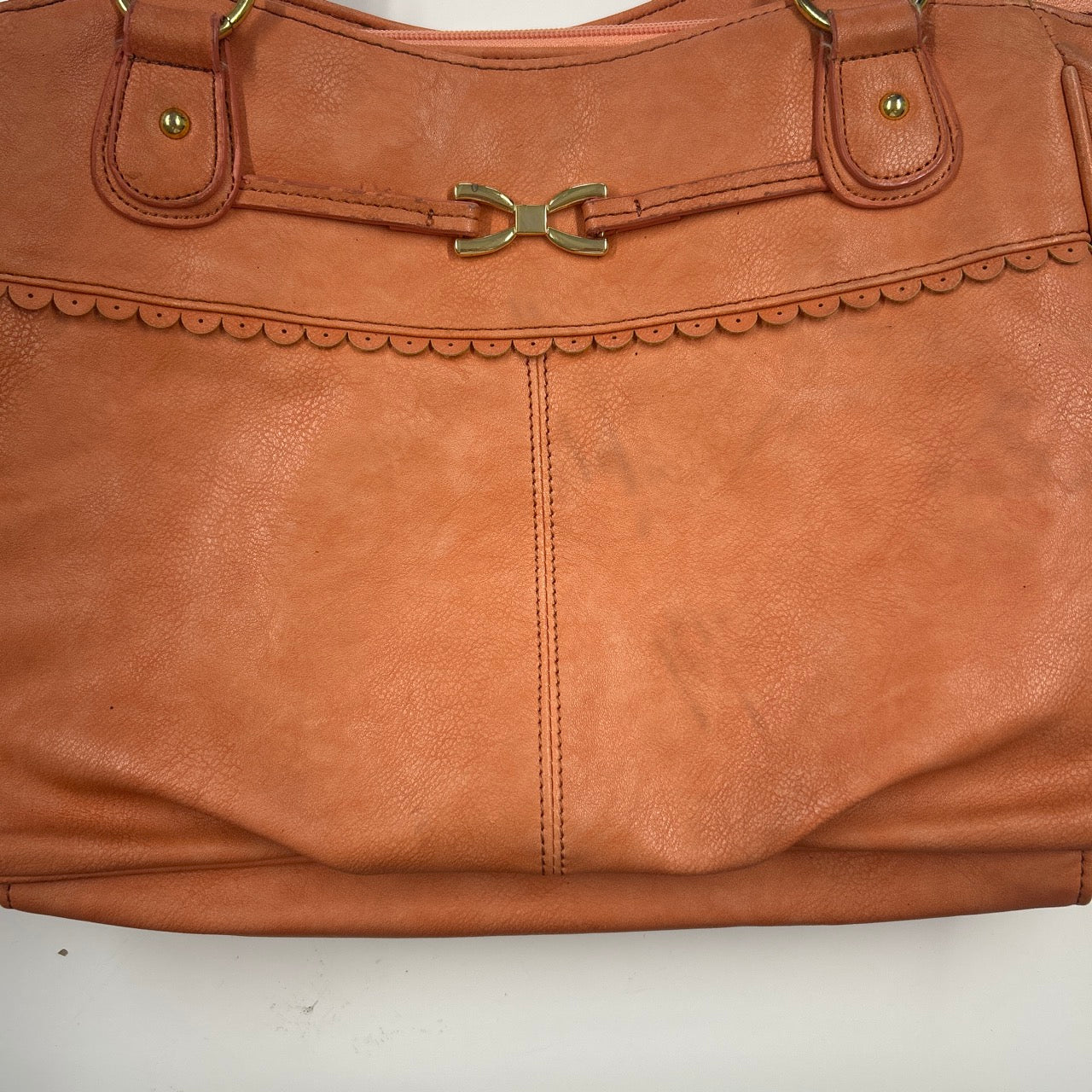 coral orange genuine leather shoulder bag