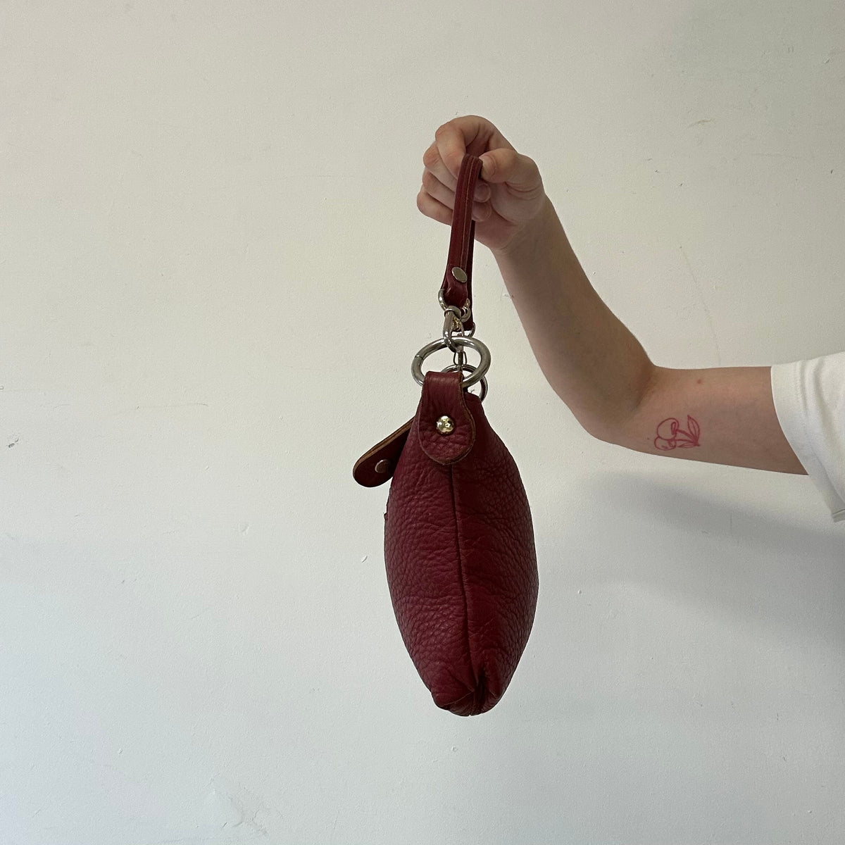 dark red genuine leather mini shoulder bag