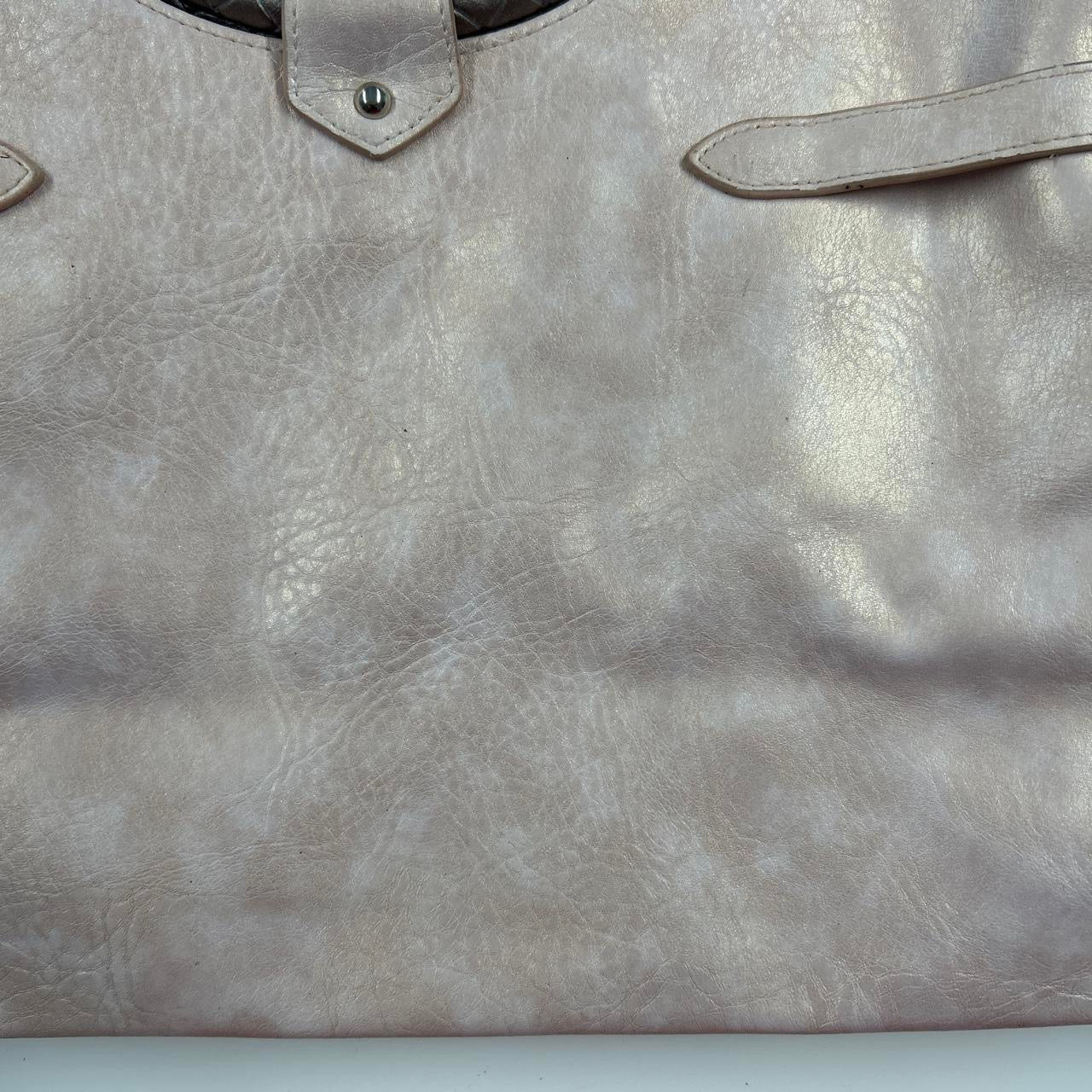 pearly pink faux leather shoulder bag