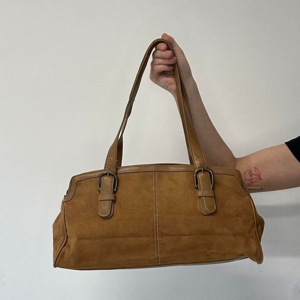 brown faux leather patterned shoulder bag