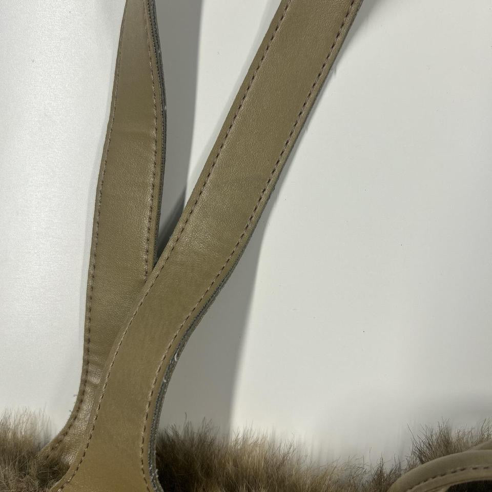 tanned faux fur shoulder bag