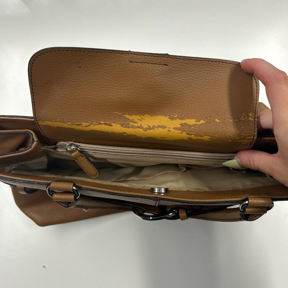 brown oversized faux leather shoulder bag