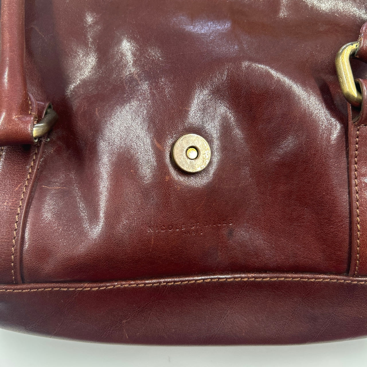 brown buckle genuine leather shoulder bag