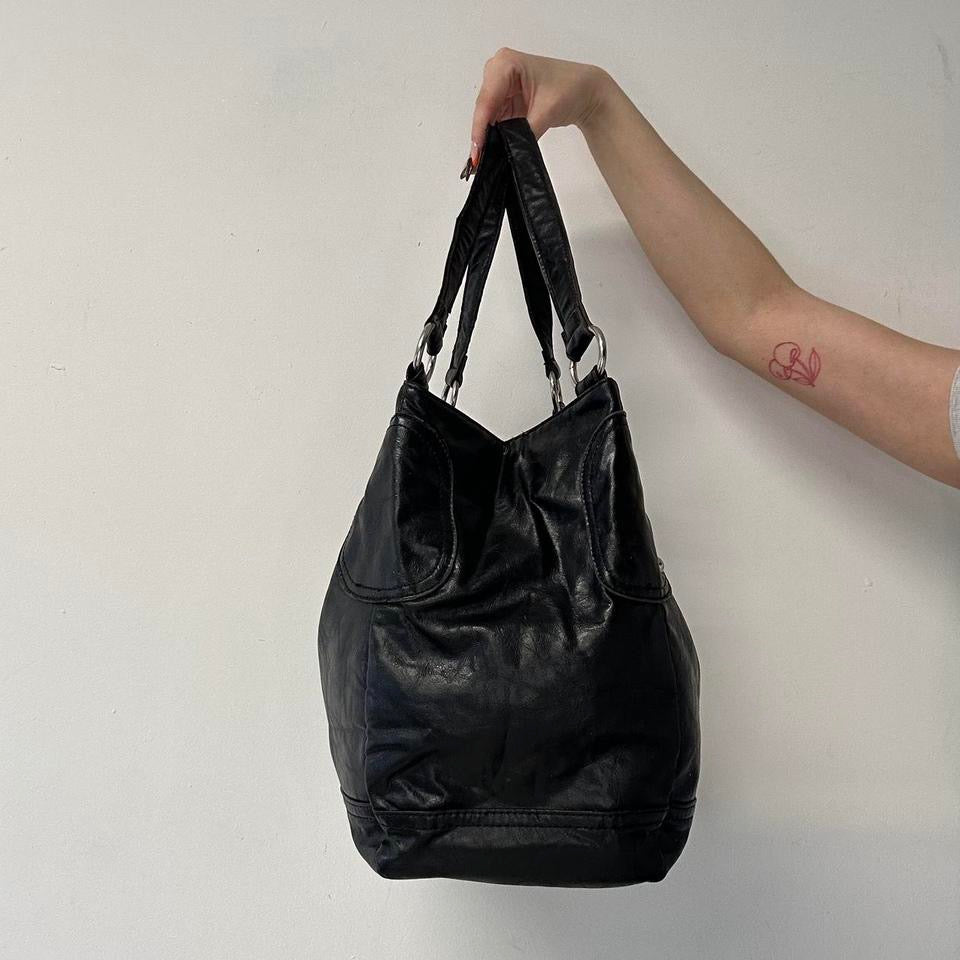 black leather buckle shoulder bag