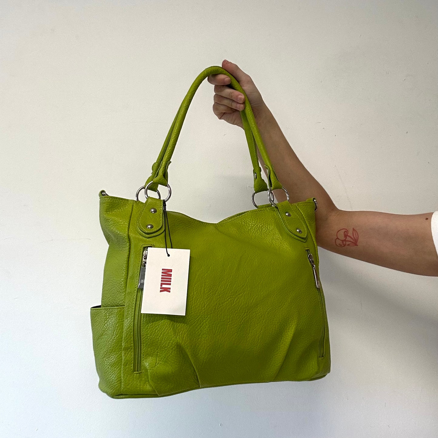 bright green leather leather shoulder bag