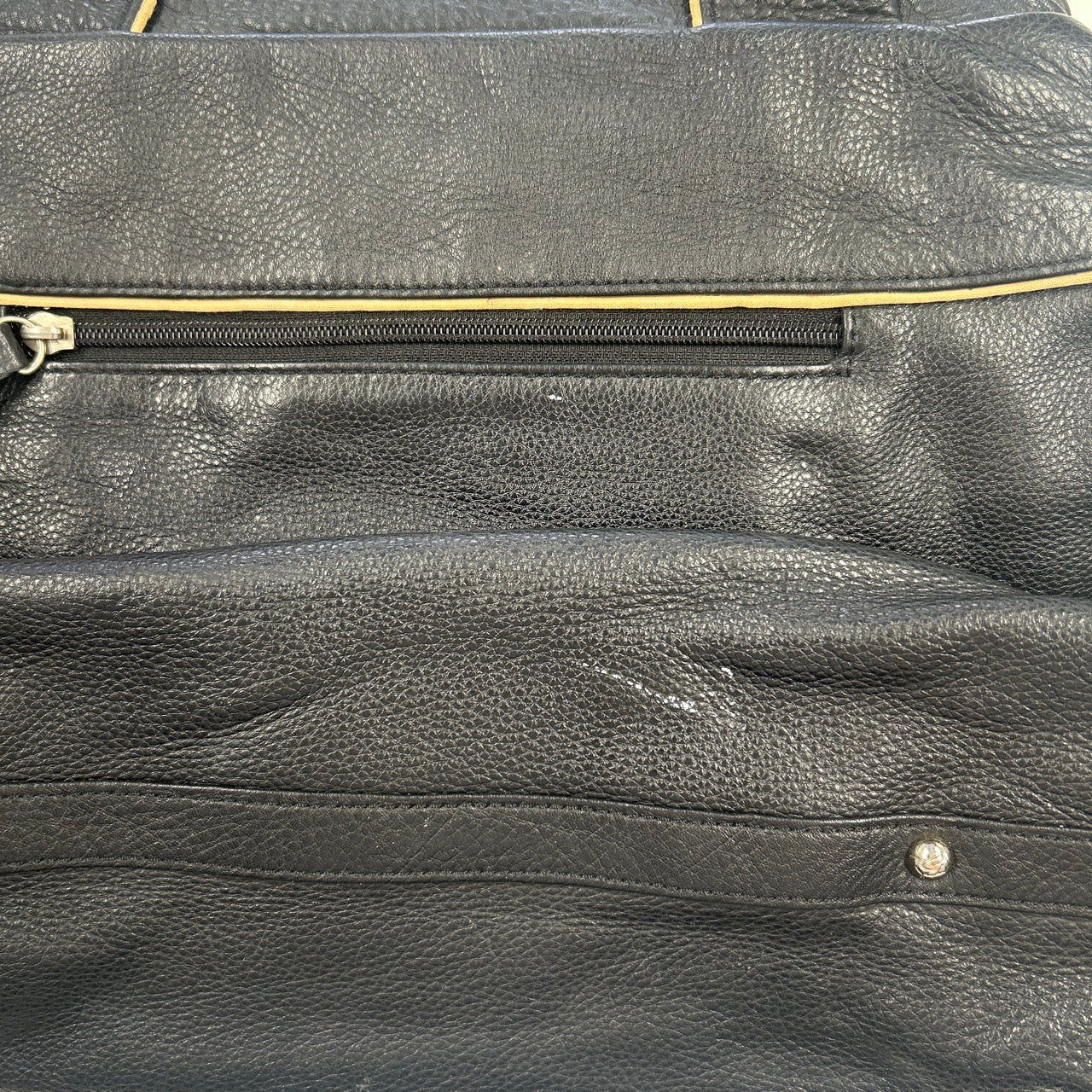 black bow detail genuine leather shoulder bag