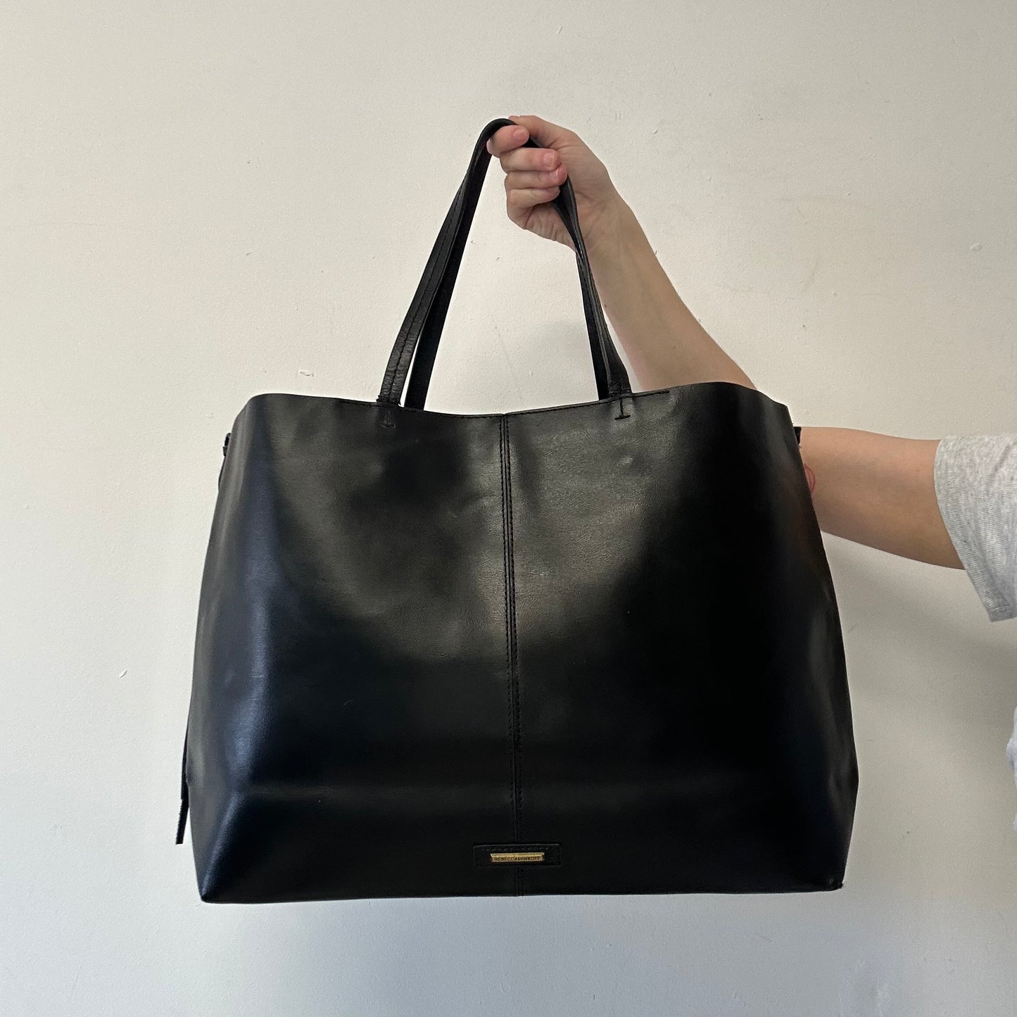 black studded eyelet large faux leather shoulder bag