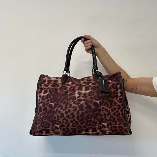 brown leopard print simple shoulder bag