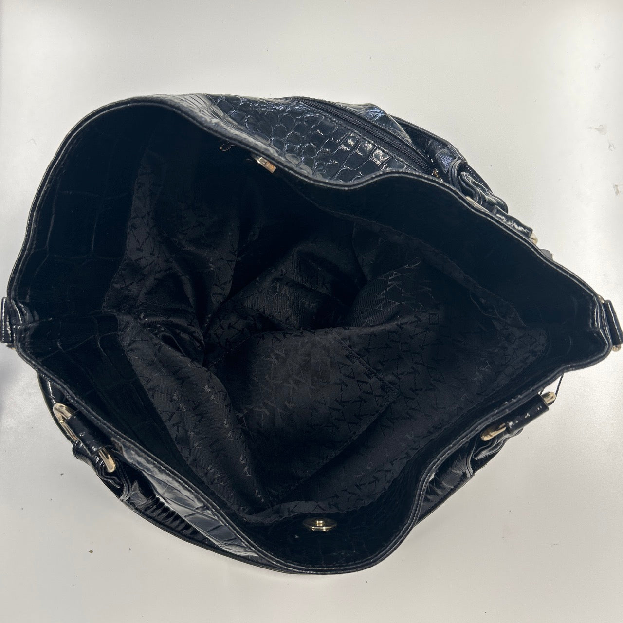 black croc effect faux leather shoulder bag