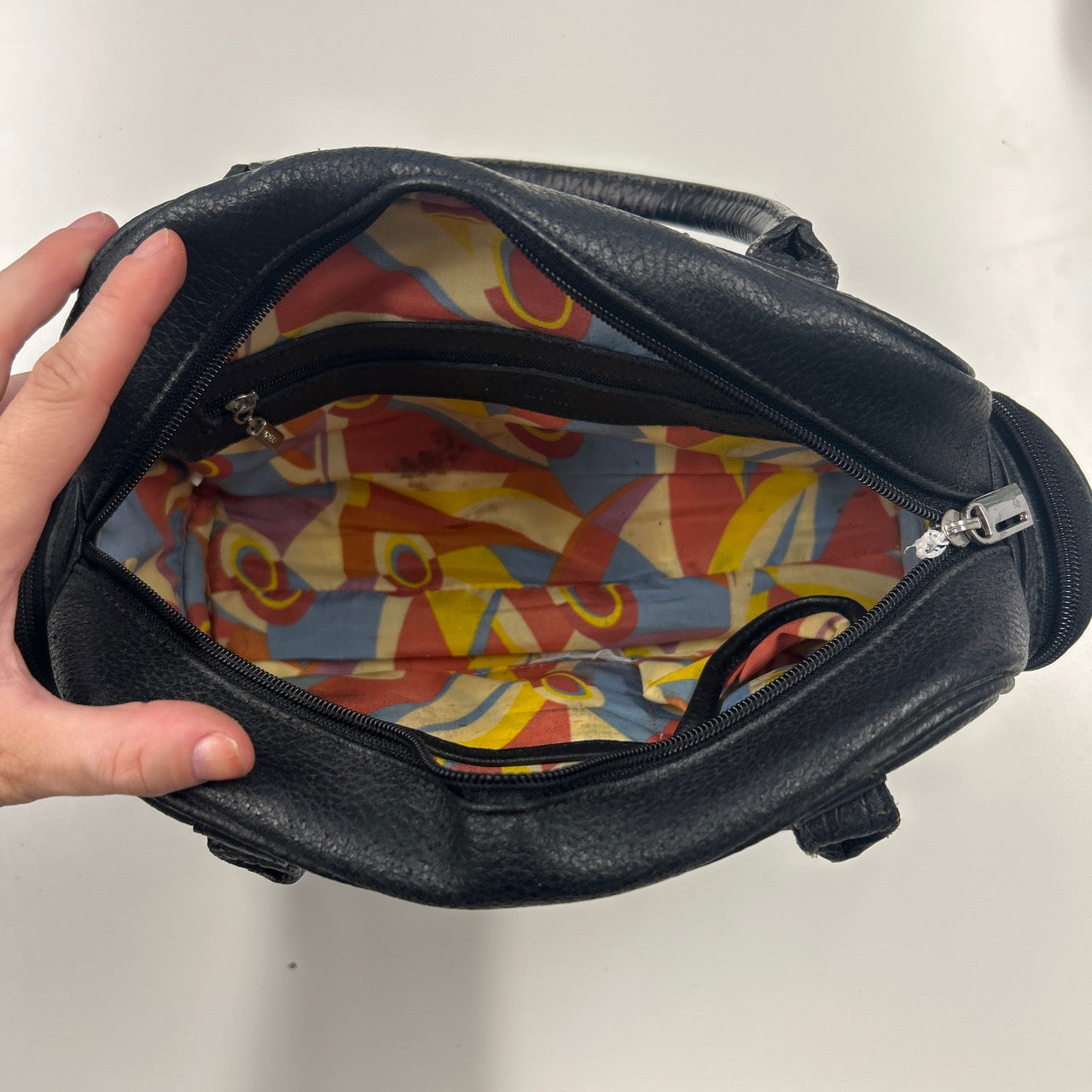 black genuine leather buckle shoulder bag