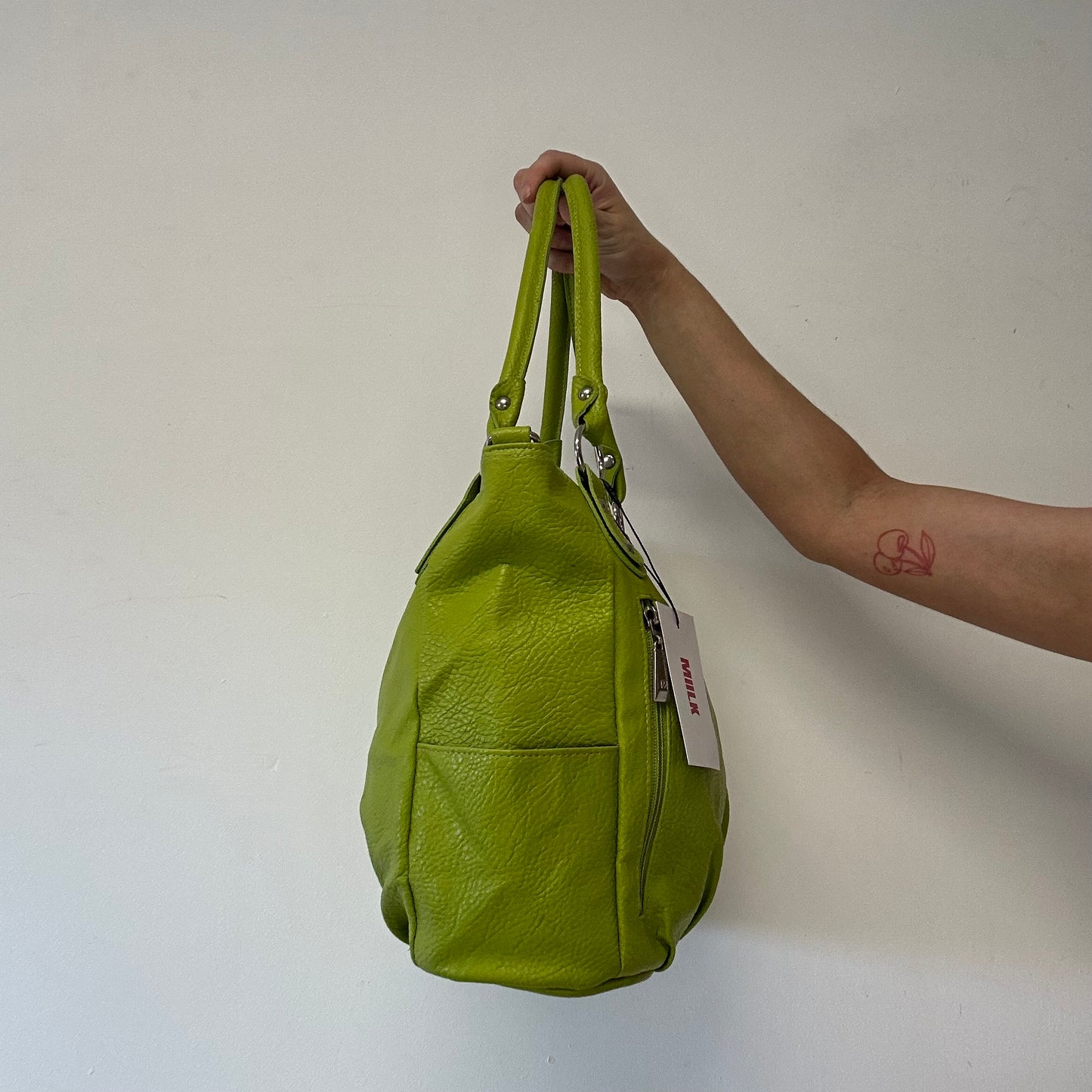 bright green leather leather shoulder bag