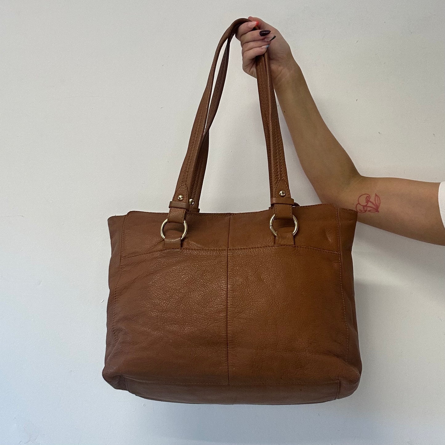 brown buckle leather shoulder bag