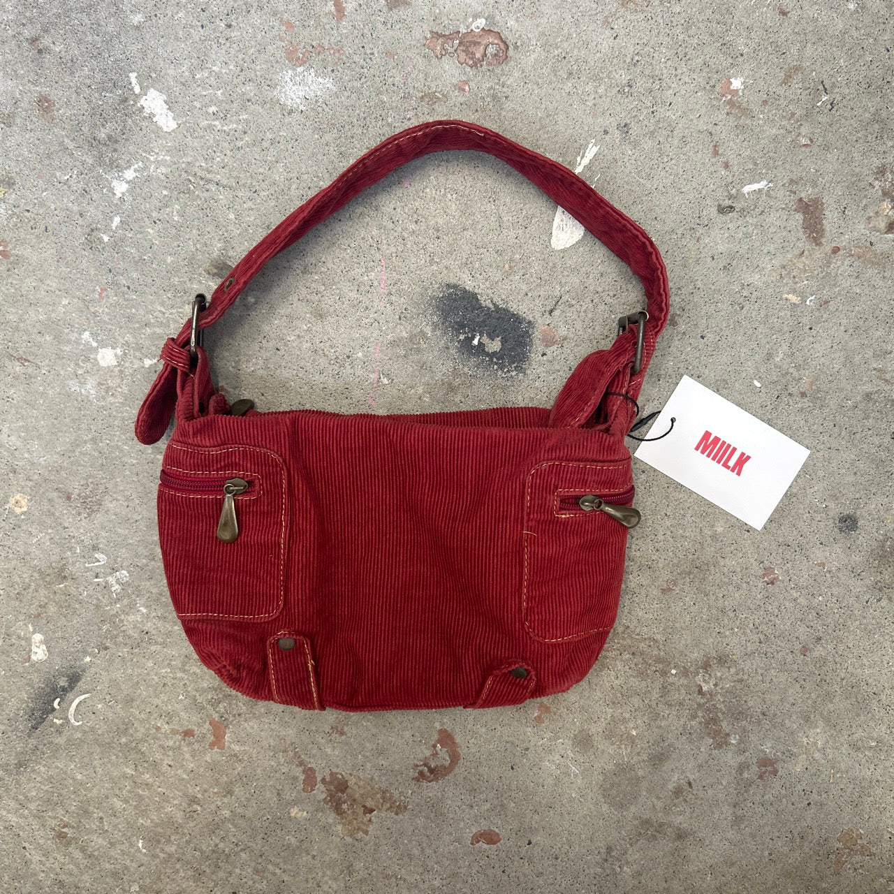 red corduroy mini shoulder bag