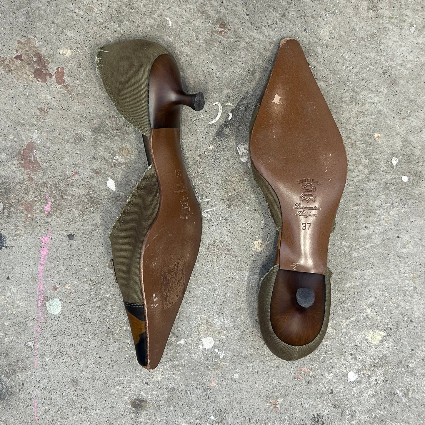 camouflage 2000s diamanté buckle mini heels