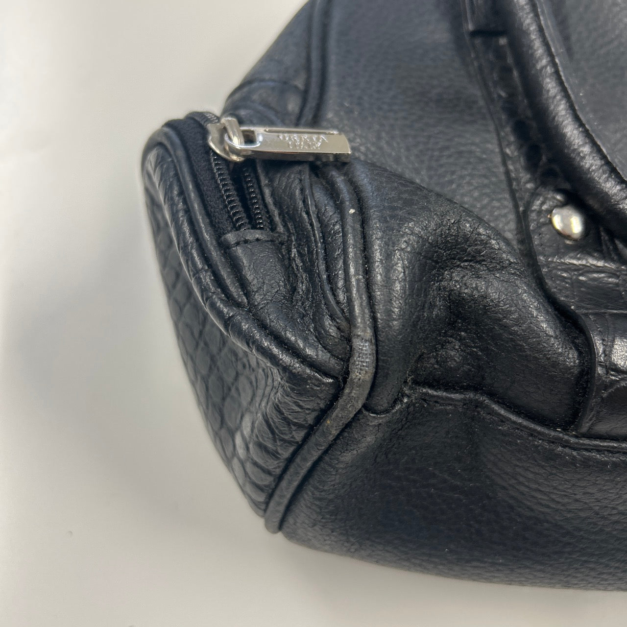 black genuine leather buckle shoulder bag