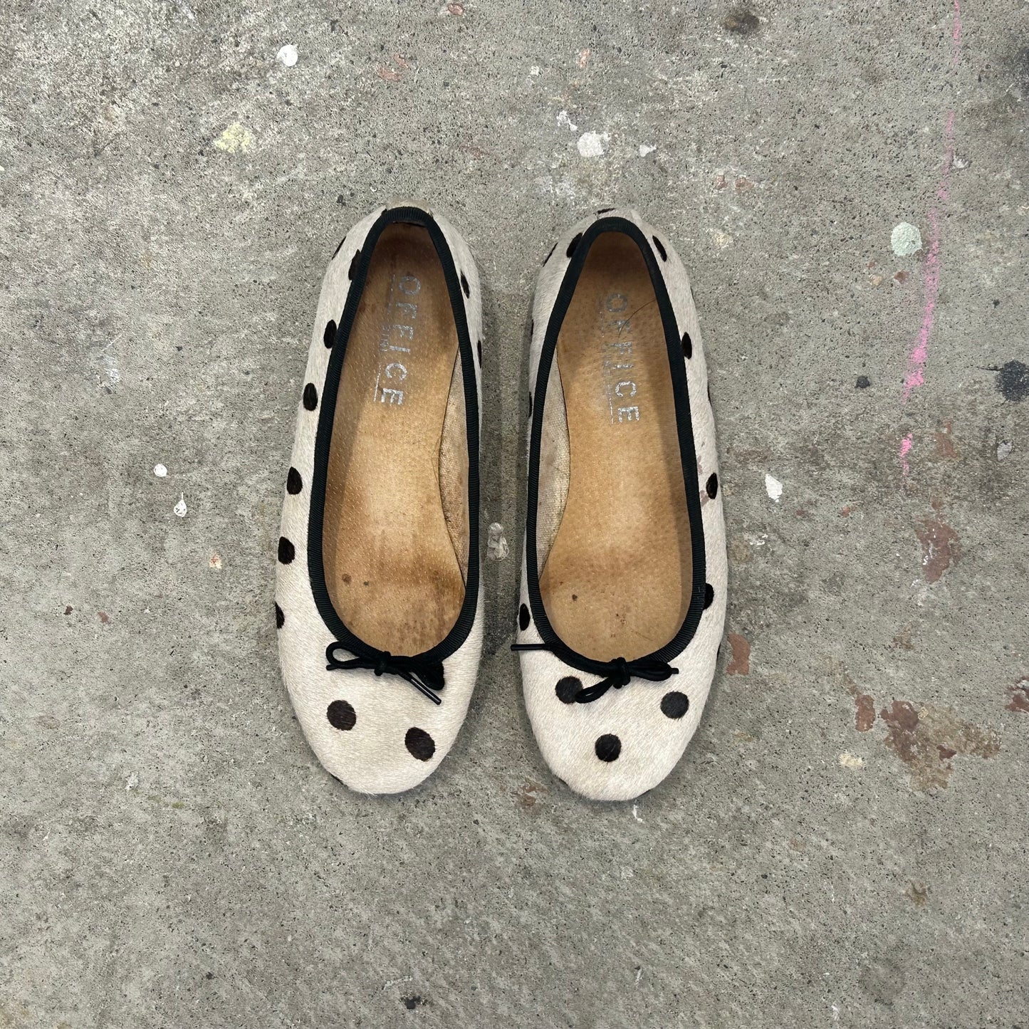 polka dot genuine leather cowhide ballet flats