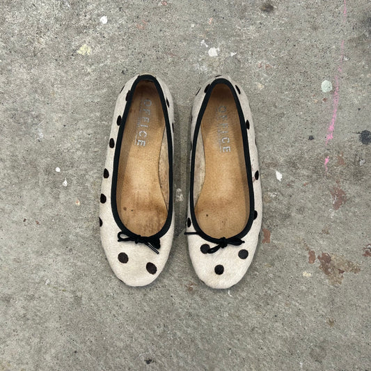 polka dot genuine leather cowhide ballet flats