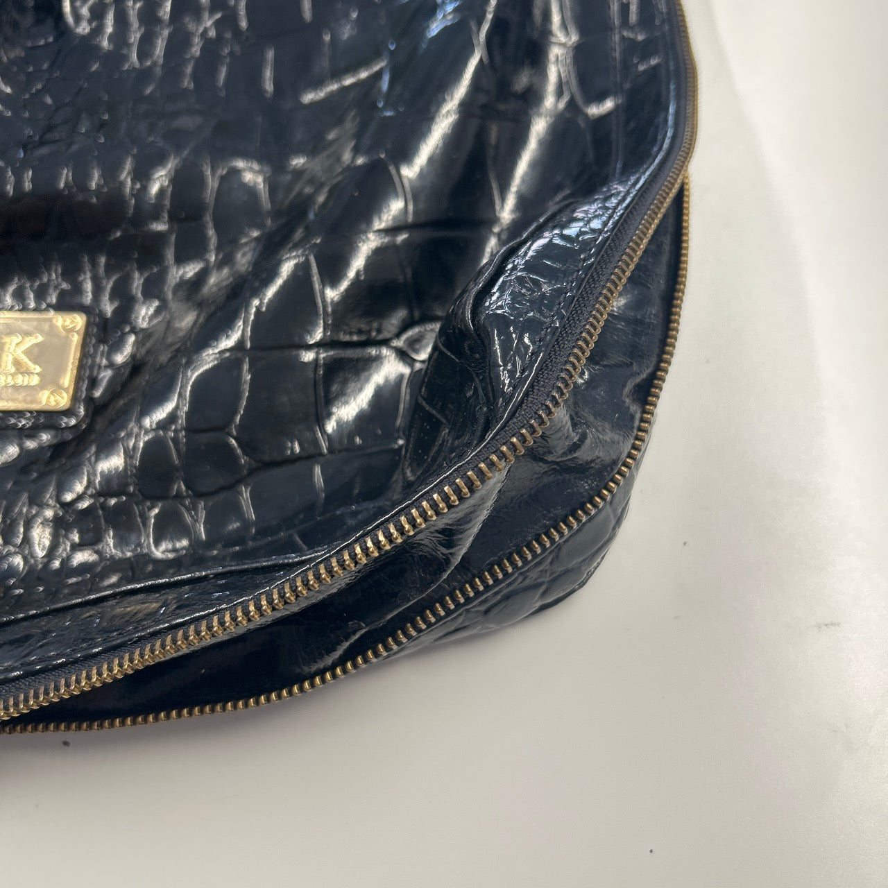 black croc effect faux leather shoulder bag