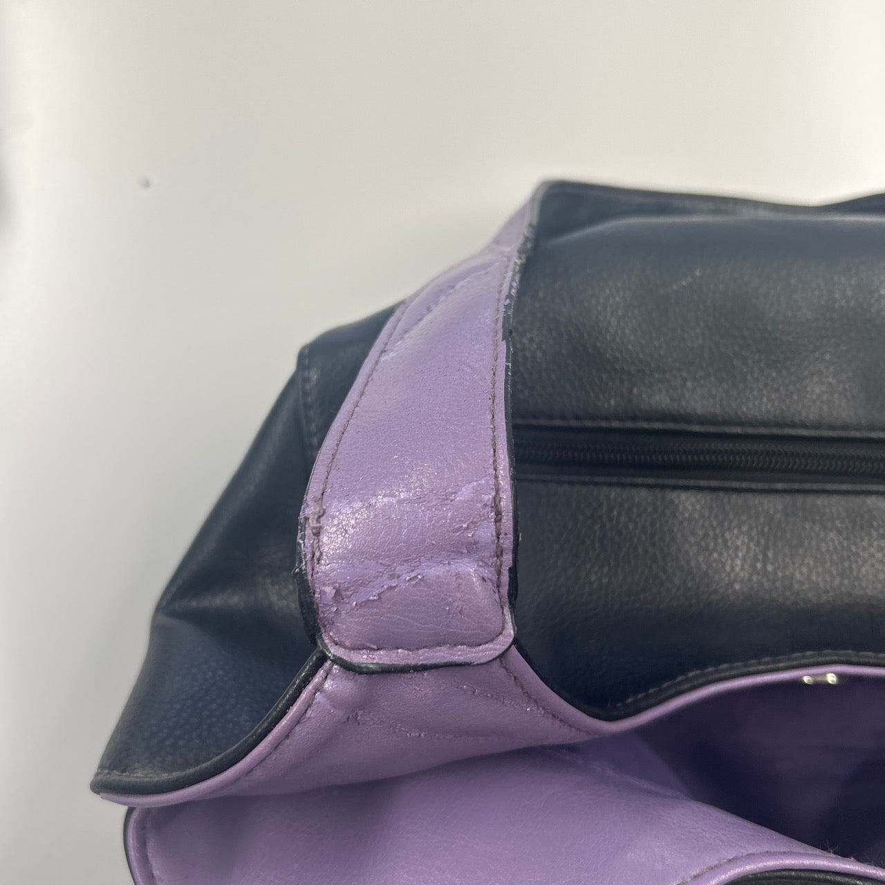 black and purple k faux leather shoulder bag