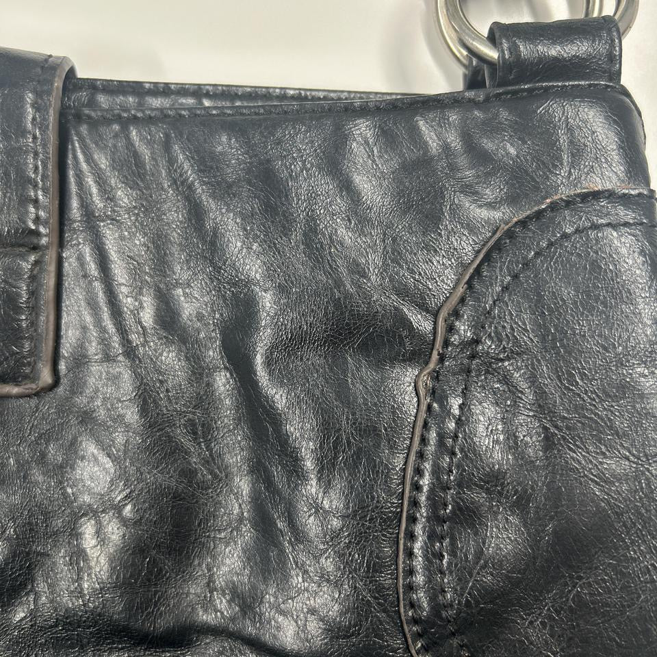 black leather buckle shoulder bag